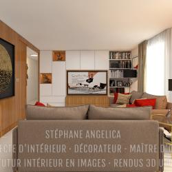 SALON · MEUBLE TV SUR-MESURE : APPARTEMENT VEFA EN RENDUS 3D ULTRA HD