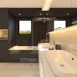 SALLE DE BAIN PARENTALE AMÉNAGÉE : APPARTEMENT VEFA EN RENDUS 3D ULTRA HD
