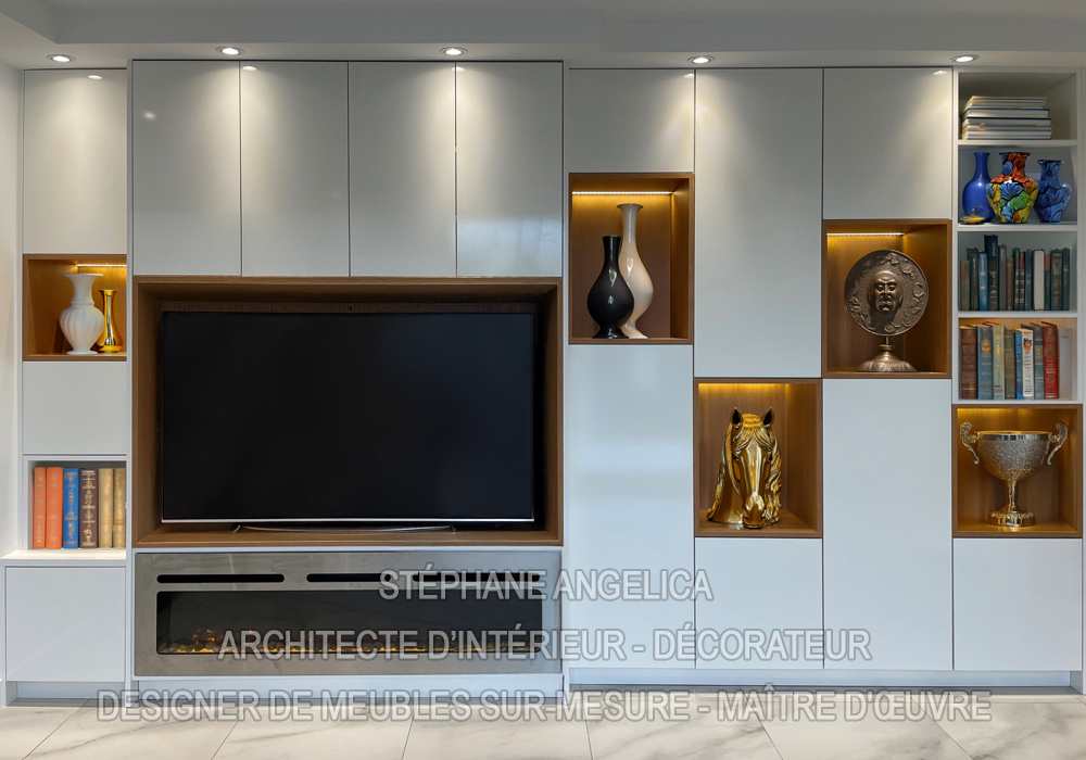 Meuble TV cheminée sur mesure Meuble TV cheminée sur mesure