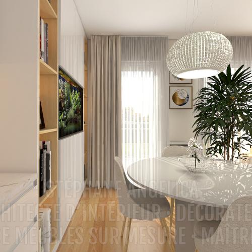 PROJET TRAVAUX PIÈCE DE 34 M² · APRÈS : RÉNOVATION ET AGENCEMENT DE MEUBLES SUR MESURE