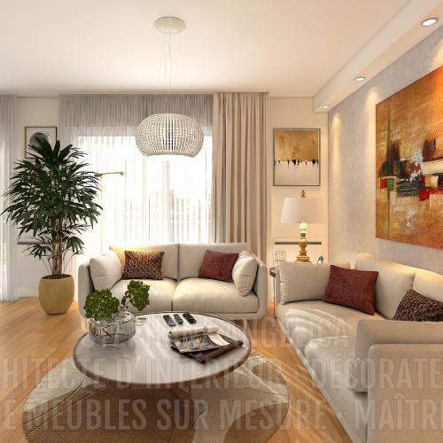 PROJET TRAVAUX PIÈCE DE 34 M² · APRÈS : RÉNOVATION ET AGENCEMENT DE MEUBLES SUR MESURE