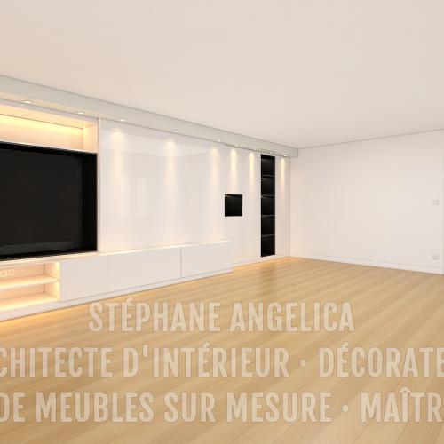 MEUBLE TV SUR MESURE · SANS LA DÉCORATION DE LA PIÈCE